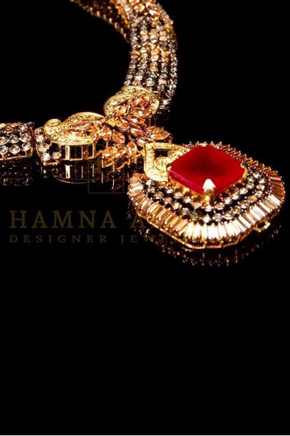 Picture of Gold Plated Ruby Bridal Set