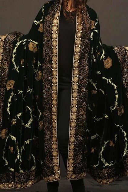 Picture of Black Golden Floral Shawl