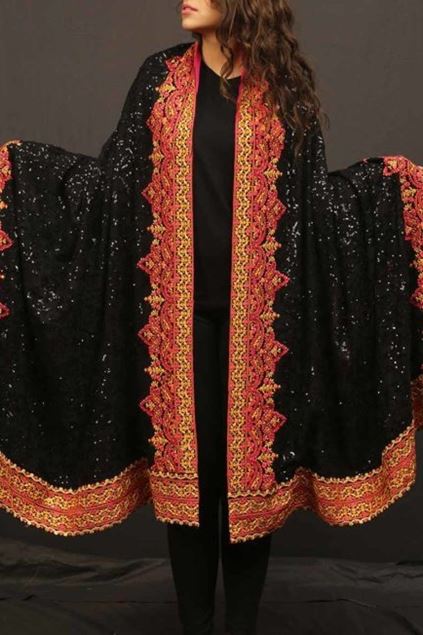 Picture of Black Pink Yellow Border Shawl