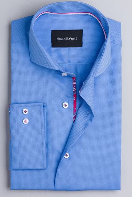 Picture of Blue Check Textured Weave Shirt