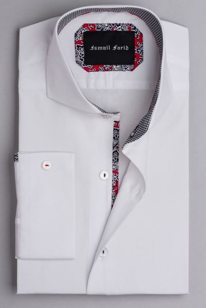 Picture of White Smart Casual Shirt Houndstooth Detail