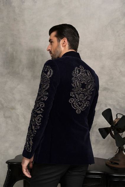Picture of Navy Blue Velvet Prince Coat