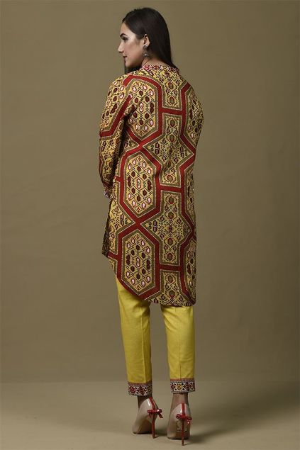 Picture of Yellow Khaddar Printed Shirt