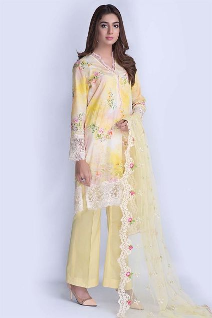 Picture of Yellow Digital & Embroidered Suit