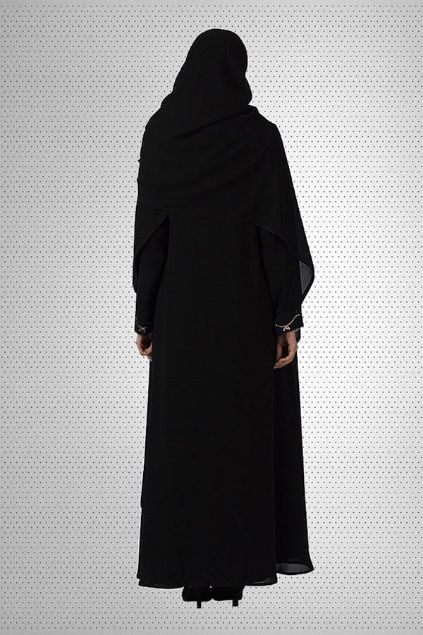 Picture of Black Chiffon & Polyester Abaya 0122-C-746