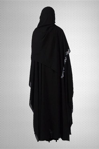 Picture of Black Chiffon & Polyester Abaya Jilbab-BC-872 (1)