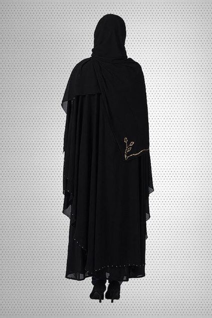 Picture of Black Chiffon & Polyester Abaya Jilbab-C-756 (1)