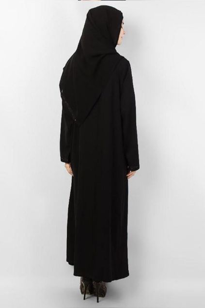 Picture of Black Polyester Embroidered Abaya 0116-M (2)