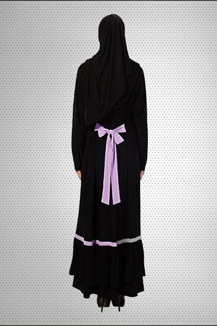 Picture of Black Pull Over Front Close Jersey Abaya 0120-RA-84