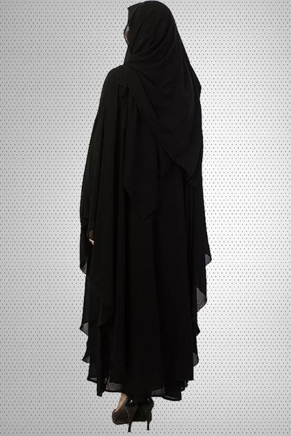 Picture of Black Wool Chiffon Front Close Designer Abaya JILBAB-C (2)