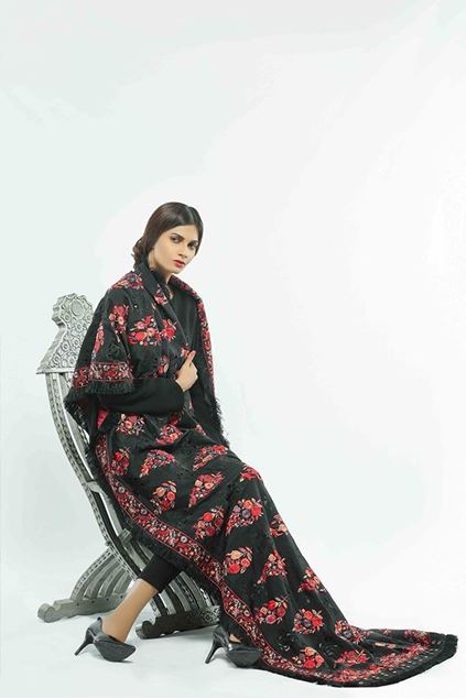 Picture of Pink Floral Black Shawl