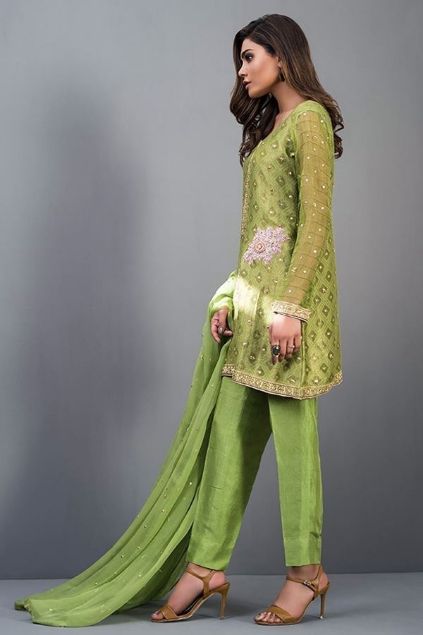Sadaf Amir - Green Formal Tissue Shirt