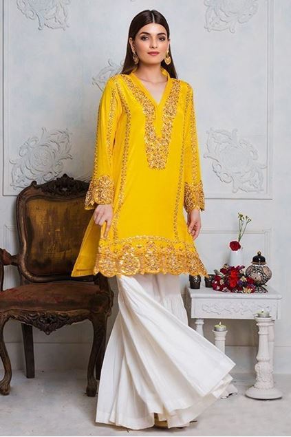 Sadaf Amir - Yellow Formal Raw Silk Shirt