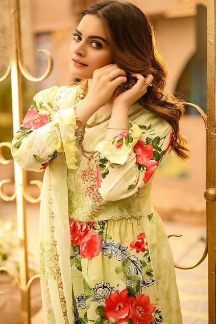 Picture of Un-Stitched Green Color Festive Printed Lawn Suit