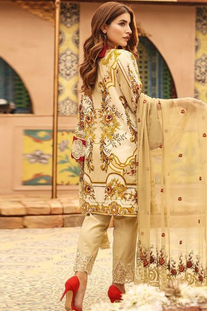 Picture of Un-Stitched Green Printed Lawn with Embroidered Shirt