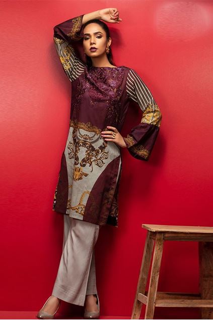 Picture of Stitched & Printed Embroidered Lawn Kurta