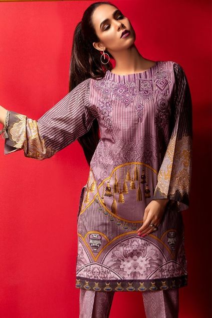 Picture of Pink Digital Printed & Embroidered Lawn Kurta