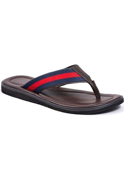 Picture of Brown Slip On With Blue And Red Stripe