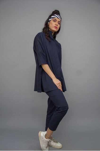 Picture of Over Sized Cotton Top-Navy