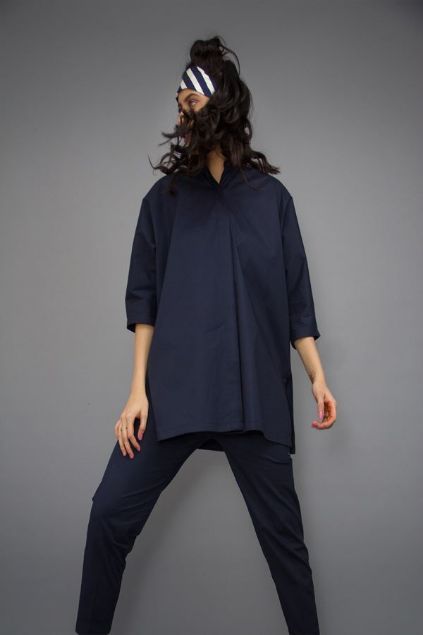 Picture of Over Sized Cotton Top-Navy