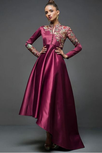 Picture of Maroon Gown Asymmetrical