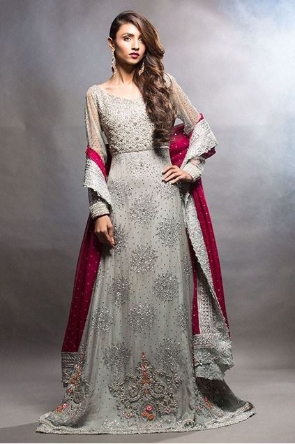Picture of Grey Dress with Magenta Dupatta