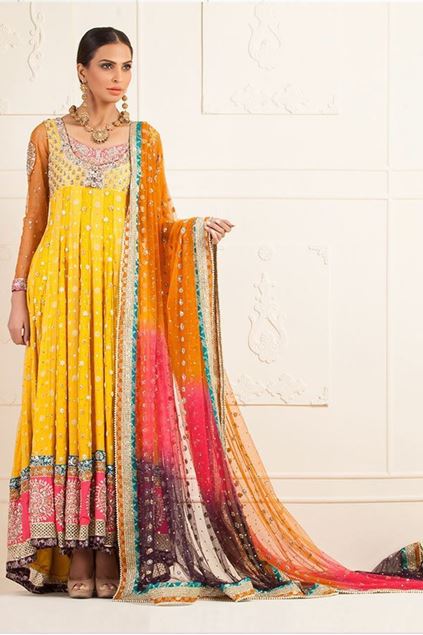 Picture of Yellow Net Floor Length Dress