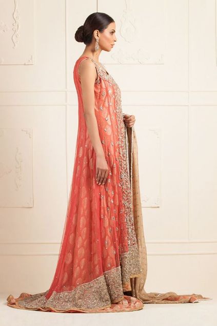 Picture of Coral Dress With Round Neckline