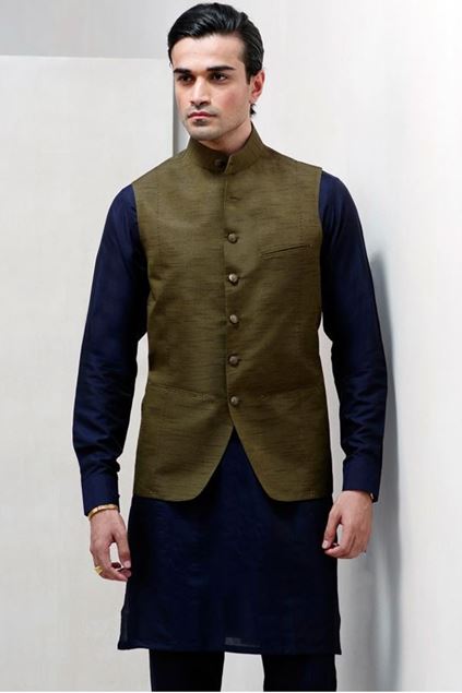 Picture of Green Hand Stitched Waistcoat