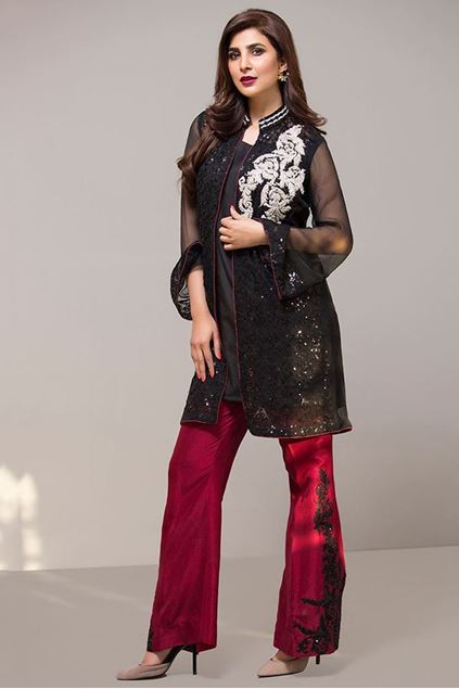 Picture of Black With Maroon Bell Bottoms Dress