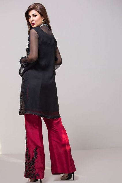 Picture of Black With Maroon Bell Bottoms Dress