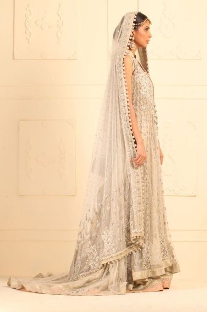 Picture of Ivory Floor Length Net Paneled Jacket