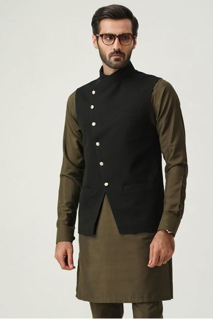 Picture of Black Cross Front Waistcoat