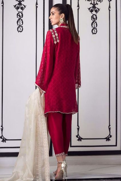 Picture of Embroidered Cotton Net Kurta