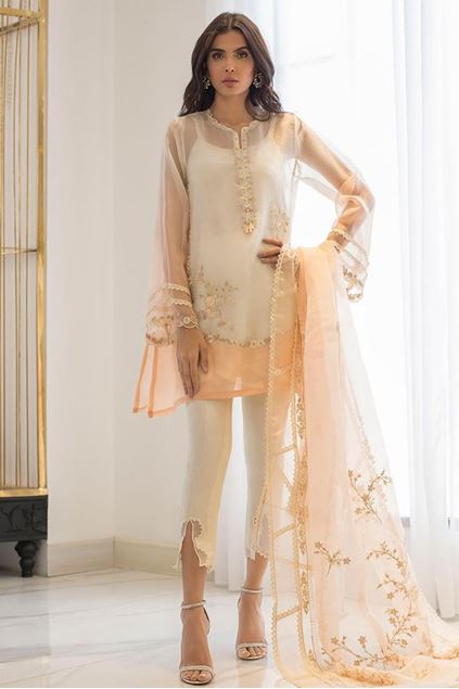 Picture of Embroidered Organza Kurta With Dupatta