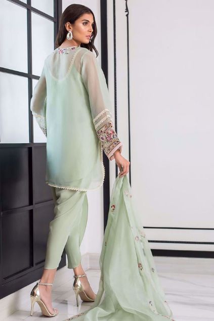 Picture of Embroidered Organza Kurta With Dupatta
