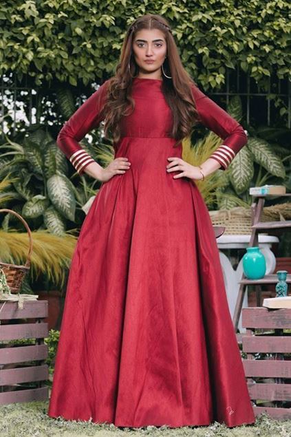 Sadaf Amir - Red Fusion Raw Silk Gown