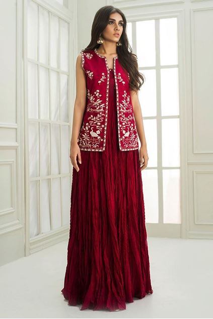 Picture of Sleeveless Embroidered Jacket With Peshwas