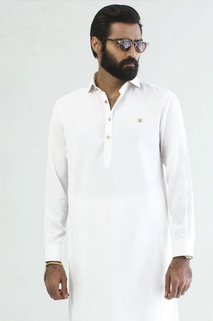 Picture of Pearl White Kameez Shalwar