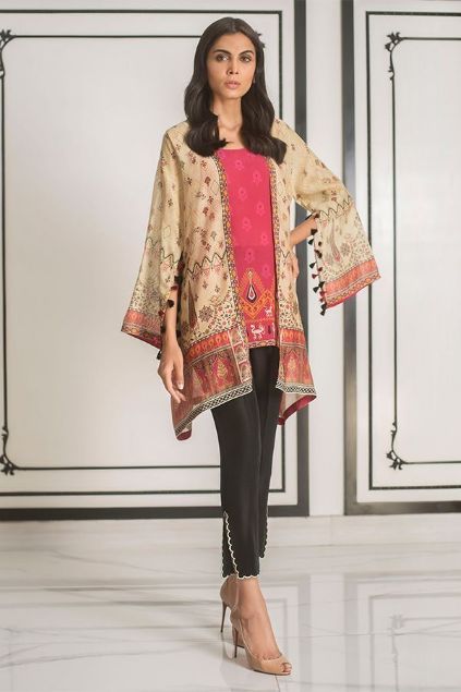 Picture of Printed Cotton Net Jacket with Slip
