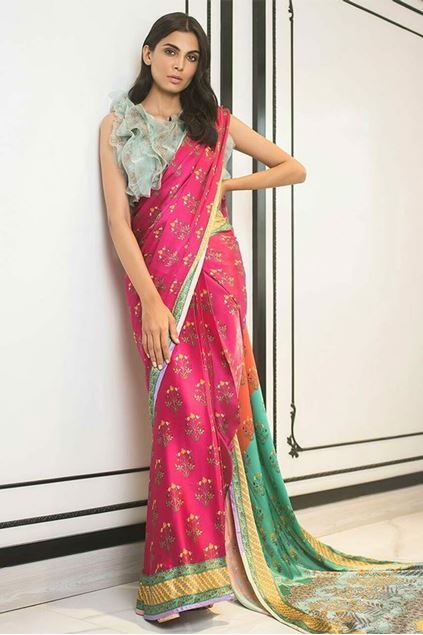 Picture of Printed Saree with Ruffle Blouse