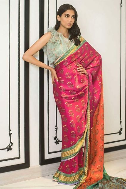 Picture of Printed Saree with Ruffle Blouse