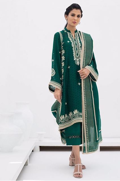 Picture of Embroidered Cotton Net kurta