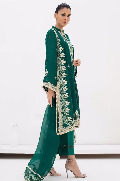 Picture of Embroidered Cotton Net kurta