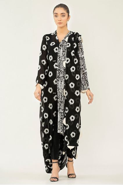 Picture of Long Front Open Kurta with Side Drape