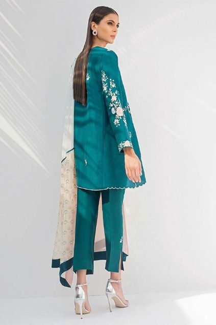 Picture of Raw Silk Embroidered Shirt with Dupatta
