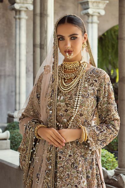 Moazzam khan Bridal Party Wear Maxi with Long Tailed Dupatta