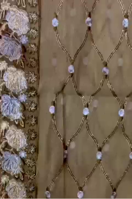 Moazzam Khan 2PC unstitched khadi beige fabric for women